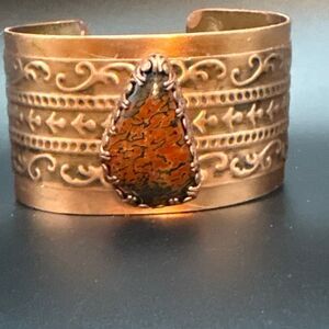 Copper Cuff Bracelet with Pietersite, Handmade, Artisan, NEW